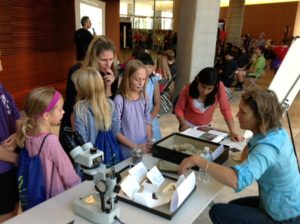 kids view specimens at an outreach event
